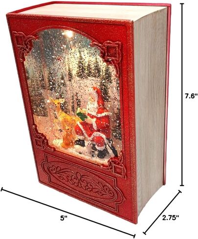 Lighted 7.6 Inch Christmas Water Lantern Snow Globe with Continuous Swirling Glitter- Santa with Animals in Kuwait