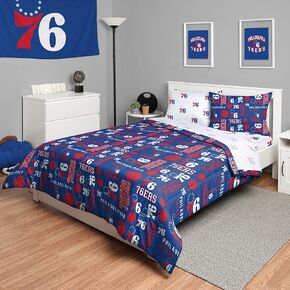 FOCO Philadelphia 76ers NBA Team Color Bed in a Bag Comforter Bedding 5 Piece Set - Full