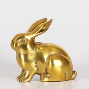 Brass Rabbit Statue Figurine Animal Sculpture Gold Handmade Home Decor