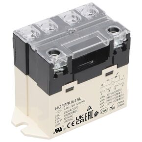 General Purpose Relay, RGF2BU615L, 25A 100-220VAC Coil Voltage, 6Pin Double Pole Single Throw Normally Open Contacts, with LED Indicator Light and Protection Cover (1)