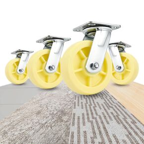 HOD 6 inch Heavy Duty Casters, 6" X 2" Industrial Casters Set of 4, YUPA Caster Wheels 3700LBS, 360° Swivel Plate Casters for Cart, Furniture, Workbench, Equipment