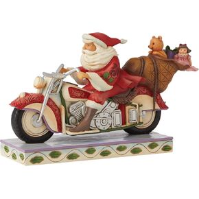 Enesco Jim Shore Heartwood Creek Santa Riding Motorcycle Figurine, 5.51 Inch, Multicolor