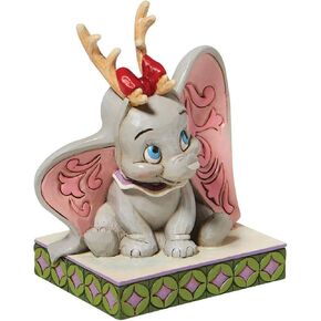 Enesco Disney Traditions by Jim Shore Dumbo with Reindeer Antlers Personality Pose Figurine, 4.21 Inch, Multicolor