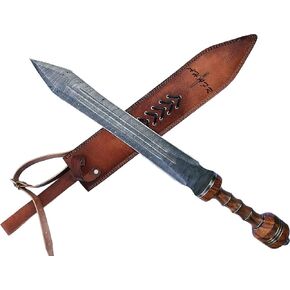 Roman Gladius Sword 26" Custom Handmade Damascus Steel Sword Pakka Wood Handle Gladius Gladiator Sword Battle Ready Viking Sword Scabbard AH-0782-HK