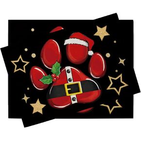 Christmas Dog Cat Paw Prints Table Runner, Xmas Kitchen Dining Table Decoration Pet Lover Gifts, Funny Holiday Winter Burlap Indoor Outdoor Home Decor Party Supply 13 x 72 Inches in Kuwait