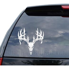 DiamondCutStickerz Deer Buck ANTLERSS Hunting Decal Sticker Car Truck Motorcycle Window Bumper Laptop Wall Decor - Size (05 inch / 13 cm Tall) - Color (Matte White)