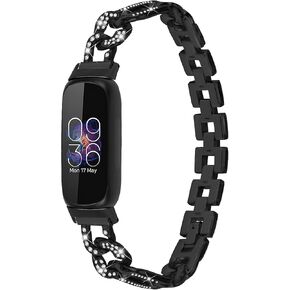 Bracelet Compatible with Fitbit Inspire 3 Rhinestone Diamond Metal Stylish Bling Adjustable Strap Wristband Compatible with Fitbit Inspire 3