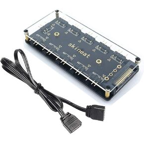 5V RGB Splitter Hub with Case and for ASUS/MSI 5V 3Pin LED Controller、LED Splitter 10-Port Hub with 50CM 3Pin Extension Cord, Perfect for Lots of RGB (5v)