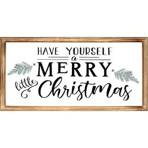 Have Yourself A Merry Little Christmas Sign for Christmas, Solid Wood Framed Christmas Decorations Indoor, Holiday Decoration Wooden Sign - 16 x 8 Inchs - Perfect Sign for Christmas