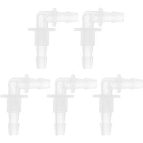 5 Pcs Aquarium Plastic Hose Barb Fitting 7/32" Hose ID G1/8 Thread Elbow Connectors Aquarium Tank Air Pump Hose Joints Clear PP