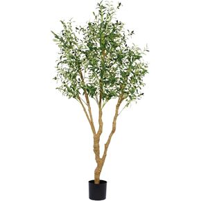 6ft Artificial Olive Tree, Faux Olive Tree with Lifelike Fruits, 72 in Fake Olive Tree with Sturdy Plastic Nursery Pot, Artificial Plants for Office Home Living Room Indoor Outdoor Decor