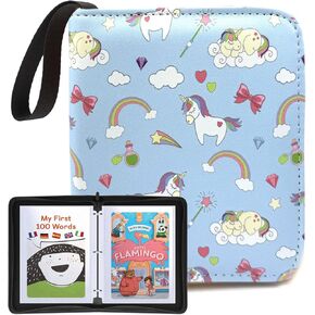 Thisness Card Holder for Yoto Cards 40 Cards Capacity Mini Card Case Organizer with Zipper Boys Girls Card Storage Binder for Yoto Player and Yoto Mini Cards, Unicorn
