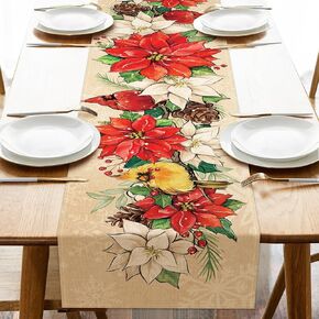 Christmas Cartoon Mouse Gingerbread Man Table Runner, Pink Xmas Holiday Kitchen Dining Table Decoration, Winter Funny Burlap Indoor Outdoor Home Decor Party Supply 13 x 72 Inches