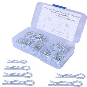 100PCS R Pin Cotter Pin Combo Set Heavy Duty Hitch Pin Clip R Wave Pin Spring Retaining Wire Hairpin for Tractor Trailer Pin Clip Hand Truck Pin Replacement