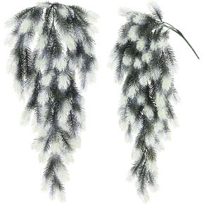2 Pack Artificial Pine Branches with Pine Cones Green Plants Pine Needles Artificial Hanging Plants Outdoors DIY Accessories for Outdoors for Wreath Christmas and Home Garden Decoration(Green)