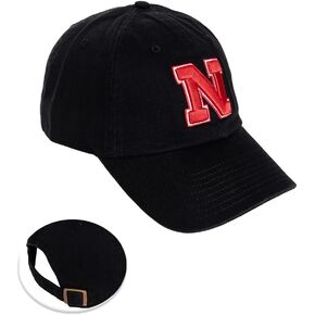 Desert Cactus University of Nebraska Baseball Hat Huskers GBR NU Brimmed Embroirderd Hats Cap Adjustable Cloth Strap Adult (Style B1) Black
