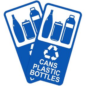 2PCS Recycle Sign for Trash Can，Self-Adhesive Waterproof Fade-Resistant Recycle Cans and Bottle Only Stickers for House，Home，Business，Shop，School，Public Area 3.9 x 8 In