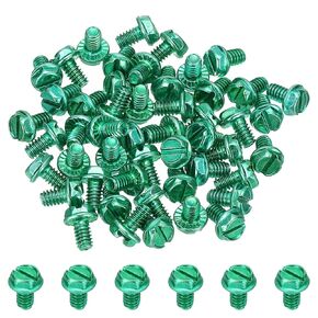 PATIKIL 8-32 x 5/16 Inch Thread Ground Screws, 50 Pack Green Electrical Grounding Screw Slotted Hex Head Flanged for Home Electrical Lamp
