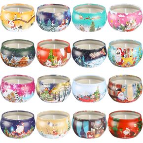 16Pack Christmas Candles Gift Set, Long Lasting Burning Natural Soy Wax 2.5oz Scented Candles with Essential Oils for Home Scented, Christmas Thanksgiving Birthday Gift Christmas