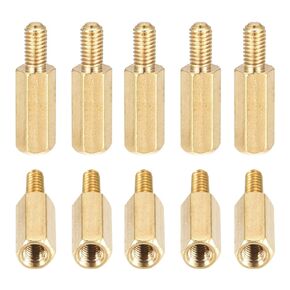 M3x10x6mm(DxHLxML) - Brass Hex Standoff - 20Pack- Good for Electronic Machine - Male to Female Spacer Screw Nuts