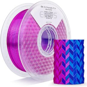 Silk Di-Chromatic PLA 3D Printer Filament, Dual Color Gradient Color PLA 1.75mm, Silk Shiny Color 3D Printing Filament 1kg / 2.2lbs, Blue Fuchsia