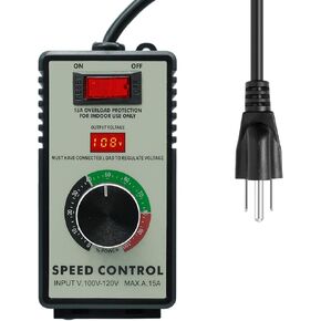 Motor Speed Controller 120V AC 15A Max 4000W Variable Speed Controller Electronic Voltage Regulator with LED Display Screen and Overload Protection Switch for Electric Fan Tool