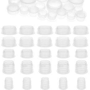 Lusofie 50Pcs Salt and Pepper Stoppers Plugs PE Plastic Pepper Salt Shaker Plug Reusable Plug Bottle Caps Replacement Clear Round End Cap for Pots, Bottles, Pipes(5 Sizes)