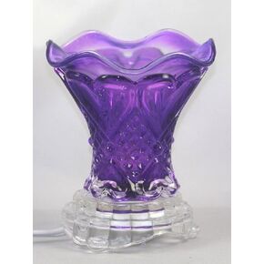 ELECTRIC TART BURNER AROMA LAMP OIL WARMER PURPLE WITH DIMMER SWITCH WITH GLASS BASE