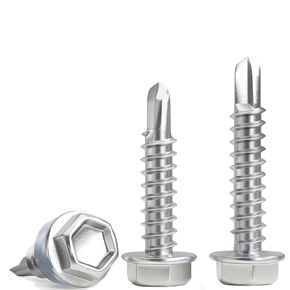 100PCs #10 x 1-1/2 Self Tapping Screws Sheet Metal Screws Self Drilling Screws for Metal Wood Plastic Aluminum, Hex Washer TEK Screws 410 Stainless Steel