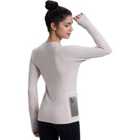 Women Thermal Shirts Long Sleeve Running Workout Tops Cold Weather Gear Fleece Base Layer Zipper Pockets