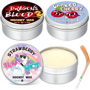 3 Pack Hockey Stick Wax Strawberry Cherry Dragons Blood Scent Hockey Stick Blade Wax Maximized Grip Reusable Hockey Stick Wax for Hockey Players Maximum Grip Protection