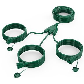 Brightown Outdoor Extension Cord 1 to 3 Splitter, Max 30Ft End to End (42Ft Total), 3 Way 16/3C SJTW Weatherproof Wire for Outdoor String Lights Christmas Halloween Yard Decorations