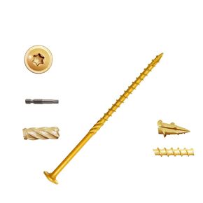 binifiMux Black Construction Lag Screws, T30 Decking Screws, #14 x 6 Inches Structural Wood Screws for Timber,Log,Landscaping Wood with 1/4" Shank Torx Bit, Pack of 50