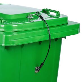 Trash can lid Lock,Garbage can Locks for Animals 1-Pack Universal Semi-Automatic Trash can Lock Strong Wire Rope Protects Against Small Creatures Including Raccoons, Squirrels, and high Winds