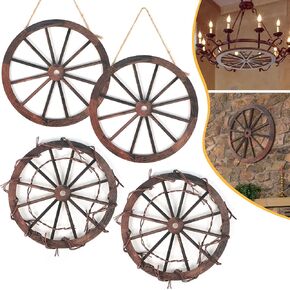 Meneng Wagon Wheel Western Decor: Wild West Theme Cowboy Home Party Wall Decorations Set - Rustic Wooden Farmhouse Cartwheel for Farm Yard Garden