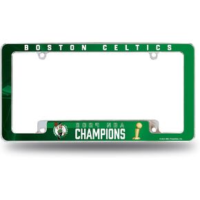 Rico Industries NBA Basketball Boston Celtics 2024 NBA World Champions 12" x 6" Chrome All Over Automotive License Plate Frame for Car/Truck/SUV