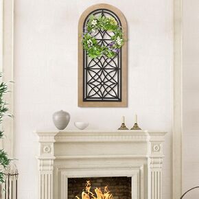 Runglecho Farmhouse Arch Wall Decor, Window Wooden Frame Panel Wall Sculpture for Home Decor Living Rooms Offices,White (20" x 41.75")