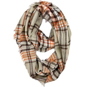 Plum Feathers Premium Plaid Print Infinity Scarf