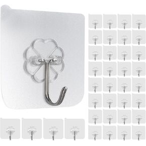 Wall Hooks 36 Packs Hooks For Walls No Damage Adhesive Hooks 13lb Hooks For Hanging Adhesive Towel Hooks Bathroom Hooks For Towels Hooks For Hanging Heavy Duty Bathroom Towel Hook Adhesive Wall Hooks