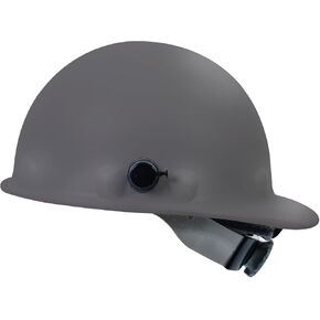 Fibre-Metal by Honeywell P2AQSW09A000 Super Eight Swing Strap Fiber Glass Cap Style Hard Hat with Quick-Lok, Grey, Medium