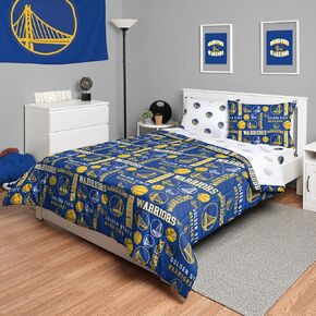 FOCO Golden State Warriors NBA Team Color Bed in a Bag Comforter Bedding 5 Piece Set - Full
