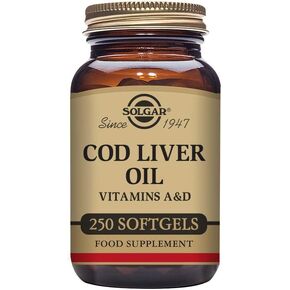 Solgar Cod Liver Oil, 250 Softgels - Supports Healthy Immune System, Healthy Eyes & Vision & Bone Health - Vitamin A & D Supplement -, Gluten Free, Dairy Free - 250 Servings