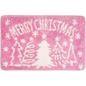 Christmas Rug Pink Christmas Decorations Bathroom Rugs Christmas Decorative Bath Mat Xmas Winter Bathroom Mat Doormats 17 x 27 Inch for Tub Home Living Room