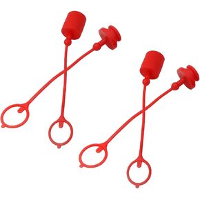 Hydraulic Coupler Dust Cap Plug Set 3/8 ISO-B 5675 AG,CEKER Hydraulic Dust Covers Male Female Quick Connects Fittings,Red Cap with Retention Ring Keeps Cap Attached to Hose 2Set