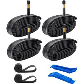 4 Pack 700C Heavy Duty Bike Tubes 700x35C 700x36C 700x38C 700x40C 700x42C Bicycle Tubes AV48mm Schrader Valve Plus 2 Rim Strips Compatible with 700x35C/36C/38C/40C/42C/43C Bike Tire Tubes