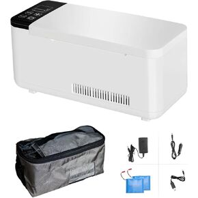 Insulin Cooler Refrigerated Box, 2-8℃ Mini Medicine Refrigerator, Long Working Time for 6-8 Hours, Insulin Cooler with Rechargeable Battery for Car, Travel, Home(0.6L,Silver)