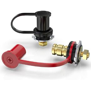 MZS Remote Battery Terminals Jumper Charger Posts Compatible with Car Truck ATV UTV Boat Auto Black and Red (Pack of 2)