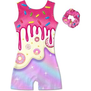 Vogseek 4-12Y Girl Gymnastic Leotards with Hair Scrunchie Sparkle Dance Unitards Active Biketards