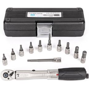 cyclists 1/4 Inch Drive Click Torque Wrench Set –2 to 24Nm – Bicycle Maintenance Kit for Road & Mountain Bikes - Includes Allen & Torx Sockets, 4mm 5mm Extension Bar