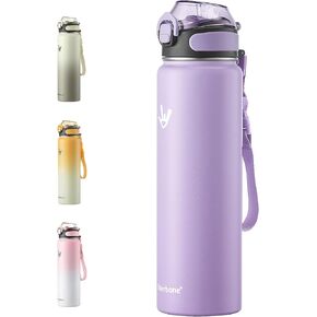 Enerbone Insulated Water Bottle, 32 oz Stainless Steel Water Bottles with Carrying Strap, Double-Wall Vacuum Insulation Thermos, Leakproof Sports Bottle with Straw, Keep Drinks Hot or Cold for Hours